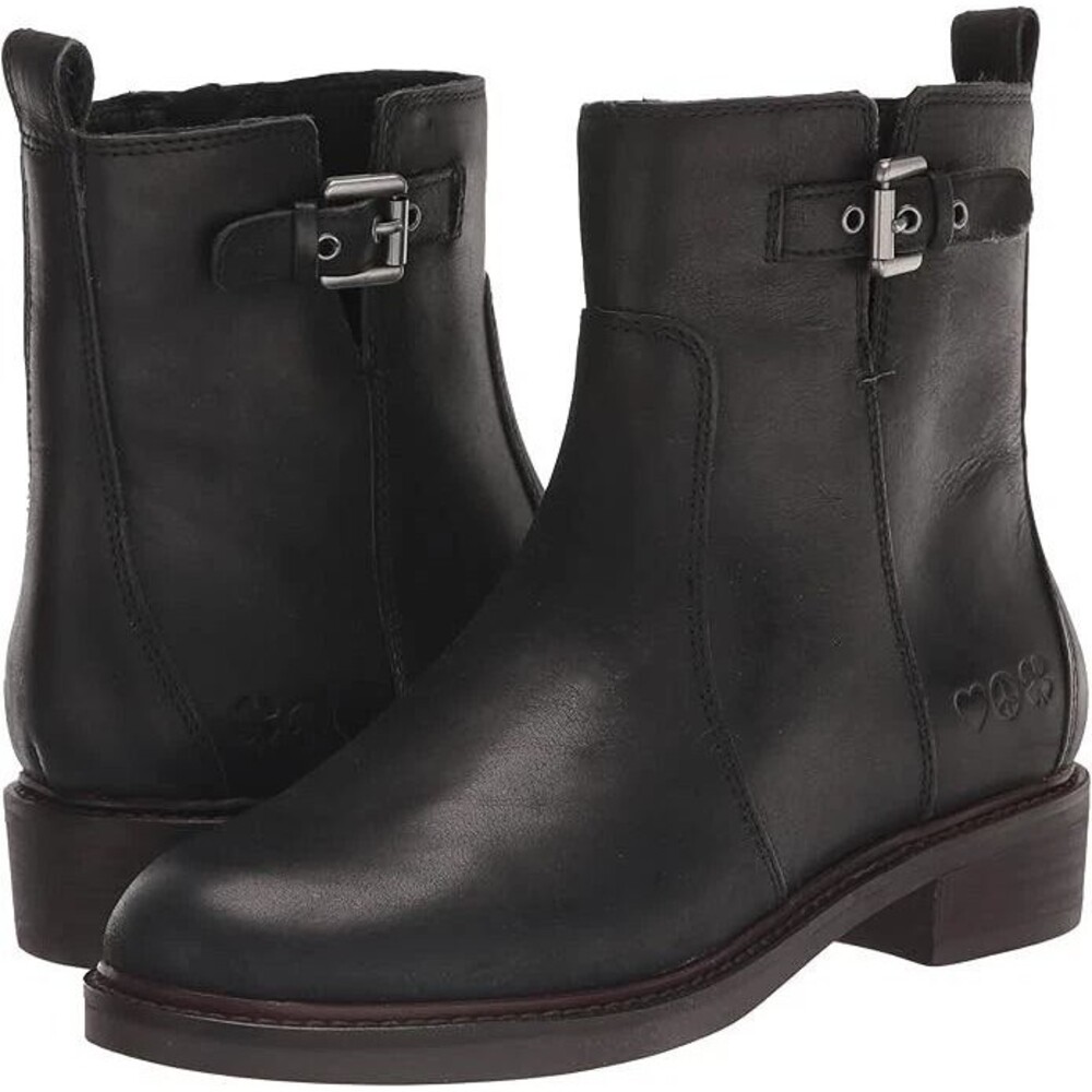 Lucky Brand Womens Quendy Black Leather Round Toe Ankle Booties Size 7.5